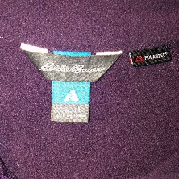 Eddie Bauer L Purple Gray Polartec Quarter Zip Fleece Sweatshirt - Picture 6 of 9
